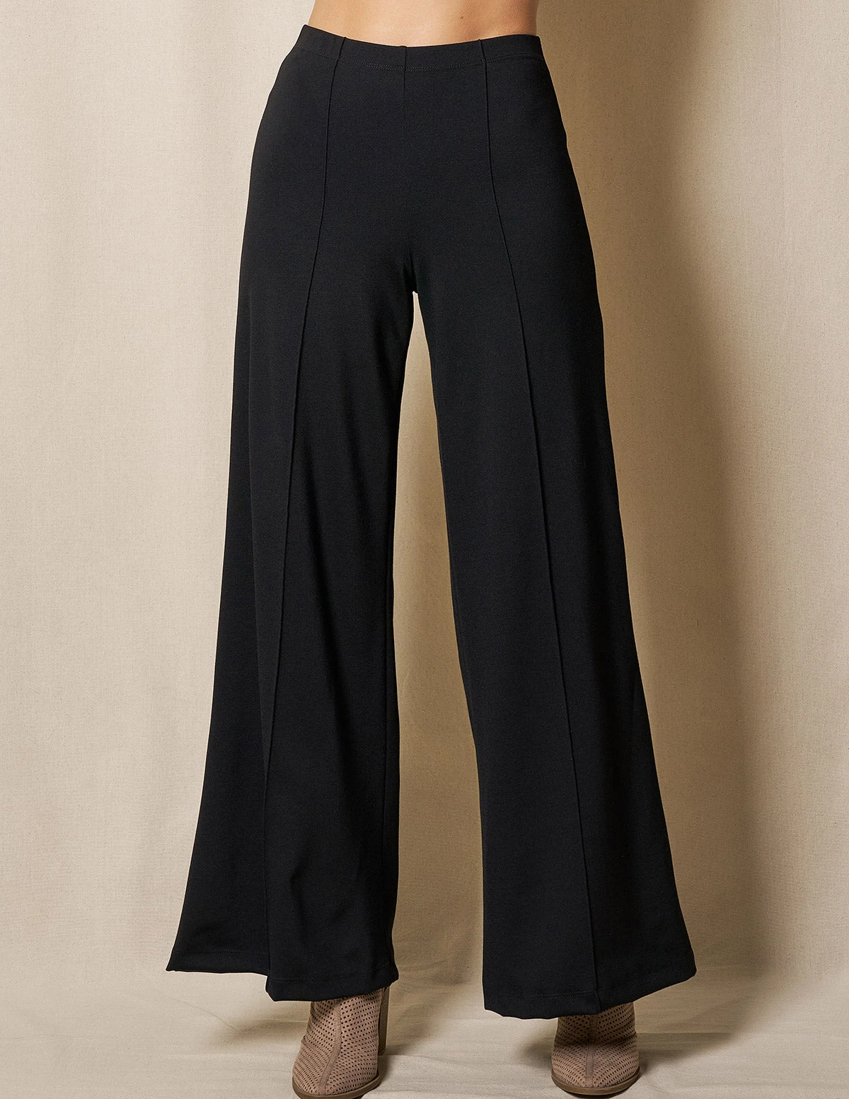 Bamboo Ponte Wide Leg Pants - Black 5 Bamboo Ponte Wide Leg Pants - Black - Image 3