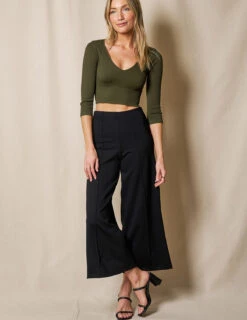 Bamboo Ponte Cropped Pants - Black