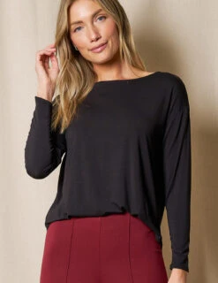 Bamboo Dolman Long Sleeve Tee - Black -Tops & Tees Sale SIVANA1031 1086 final T