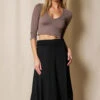 Bamboo Shirred Waist Skirt - Black -Tops & Tees Sale SIVANA1031 1129 final