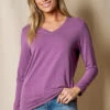 Bamboo / Organic Cotton Long Sleeve V-Neck Tee - Dusty Purple -Tops & Tees Sale SIVANA1031 1209 final