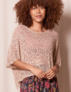 Handwoven Riva Knit Crop Poncho -Tops & Tees Sale SIVANA110120235974