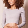 Control Fit Long Sleeved Ribbed Crop -Tops & Tees Sale SIVANA11012023 6056 2