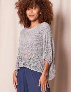 Handwoven Riva Knit Crop Poncho -Tops & Tees Sale SIVANA11012023 6117