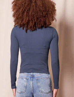 Control Fit Ribbed Mock Neck Top -Tops & Tees Sale SIVANA11012023 6429