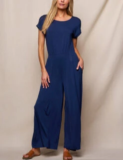 Bamboo Short Sleeve Jumpsuit - Navy