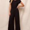 Bamboo Short Sleeve Jumpsuit - Black -Tops & Tees Sale SIVANA3092