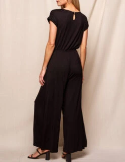 Bamboo Short Sleeve Jumpsuit - Black -Tops & Tees Sale SIVANA3106