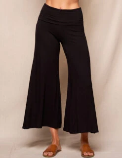 Bamboo Flare Ankle Pants - Black -Tops & Tees Sale SIVANA3155