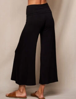 Bamboo Flare Ankle Pants - Black -Tops & Tees Sale SIVANA3163