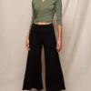 Bamboo Flare Ankle Pants - Black -Tops & Tees Sale SIVANA3183