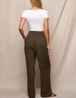 Linen / Bamboo Soft Waist Pants - Olive -Tops & Tees Sale SIVANA3216