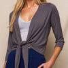 Bamboo Open Front Shrug - Grey -Tops & Tees Sale SIVANA3325 T