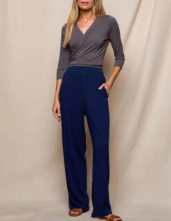 Linen / Bamboo Soft Waist Pants - Indigo