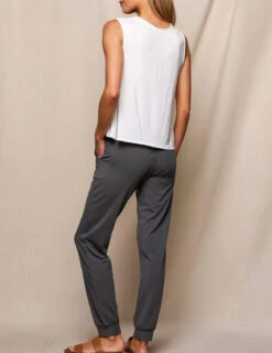 Bamboo / Organic Cotton Flat Waist Comfort Joggers - Grey -Tops & Tees Sale SIVANA3391 CC