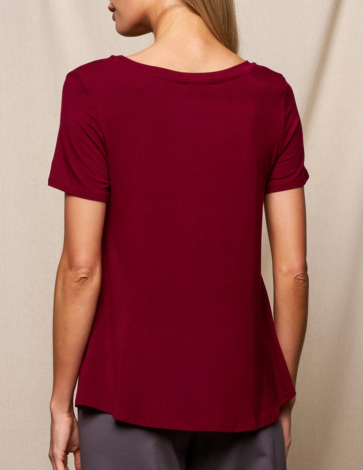 Bamboo Relaxed Tee - Burgundy 4 Bamboo Relaxed Tee - Burgundy - Image 2