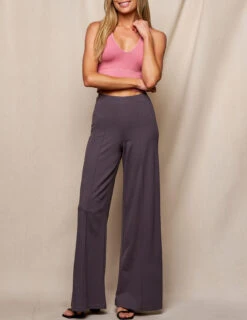Bamboo Ponte Wide Leg Pants - Grey -Tops & Tees Sale SIVANA3443