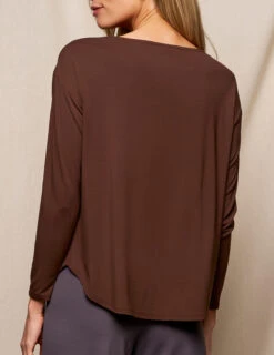 Bamboo Dolman Long Sleeve Tee - Coffee -Tops & Tees Sale SIVANA3457