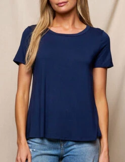 Bamboo Relaxed Tee - Navy -Tops & Tees Sale SIVANA3516