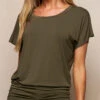 Bamboo Scoop Neck Dolman Tunic - Olive -Tops & Tees Sale SIVANA3624