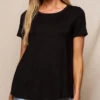 Bamboo Relaxed Tee - Black -Tops & Tees Sale SIVANA3681