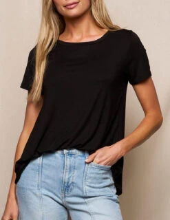 Bamboo Relaxed Tee - Black 9 Bamboo Relaxed Tee - Black -Tops & Tees Sale SIVANA3691