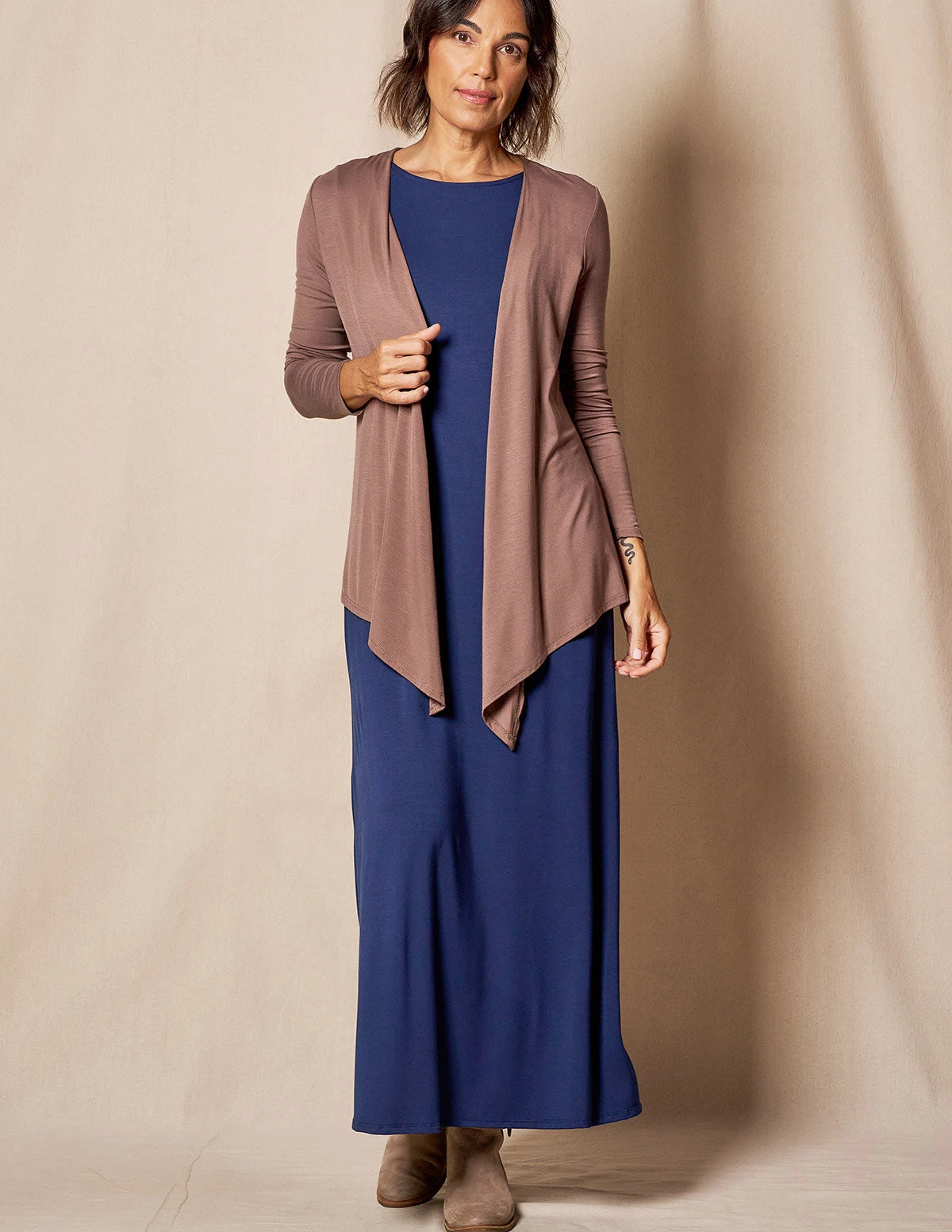 Bamboo A-Line Tank Dress - Navy 3 Bamboo A-Line Tank Dress - Navy - Image 2