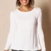 Bamboo Relaxed Long Sleeve Tee - Soft White -Tops & Tees Sale SIVANASPIRIT 08292024 3743