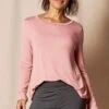 Bamboo Relaxed Long Sleeve Tee - Rosewater -Tops & Tees Sale SIVANASPIRIT 08292024 3829