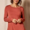 Bamboo Relaxed Long Sleeve Tee - Rust -Tops & Tees Sale SIVANASPIRIT 08292024 4002