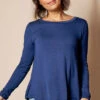 Bamboo Relaxed Long Sleeve Tee - Navy - Small Only -Tops & Tees Sale SIVANASPIRIT 08292024 4050