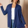Bamboo Banded Front Cardigan - Navy - Small And 2XL Only -Tops & Tees Sale SIVANASPIRIT 08292024 4147