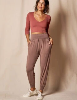 Foldover Waist Bamboo Joggers -Tops & Tees Sale SIVANASPIRIT 08292024 4245