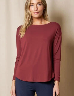 Bamboo Dolman Long Sleeve Tee - Cabernet 9 Bamboo Dolman Long Sleeve Tee - Cabernet -Tops & Tees Sale SO12 CAB