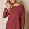 Bamboo Dolman Long Sleeve Tee - Cabernet -Tops & Tees Sale SO12 CAB 1