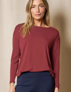 Bamboo Dolman Long Sleeve Tee - Cabernet 10 Bamboo Dolman Long Sleeve Tee - Cabernet -Tops & Tees Sale SO12 CAB 3