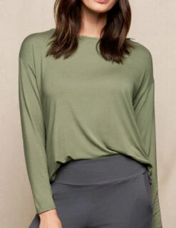 Bamboo Dolman Long Sleeve Tee - Sage -Tops & Tees Sale SO12 OLI 4
