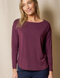 Bamboo Dolman Long Sleeve Tee - Fig -Tops & Tees Sale SO12 TPM 1