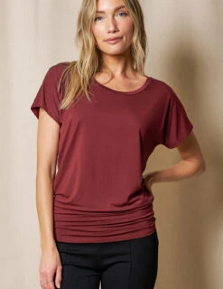 Bamboo Scoop Neck Dolman Tunic - Cabernet -Tops & Tees Sale SO14 CAB