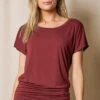 Bamboo Scoop Neck Dolman Tunic - Cabernet -Tops & Tees Sale SO14 CAB 3