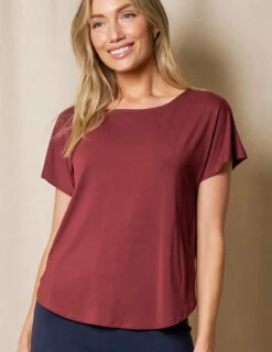 Bamboo Dolman Tee - Cabernet