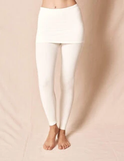 Bamboo Leggings With Skirt - Soft White