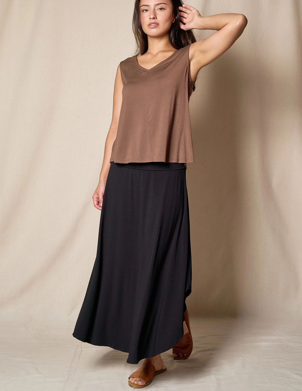 Bamboo Flat Waist Skirt - Black 3 Bamboo Flat Waist Skirt - Black