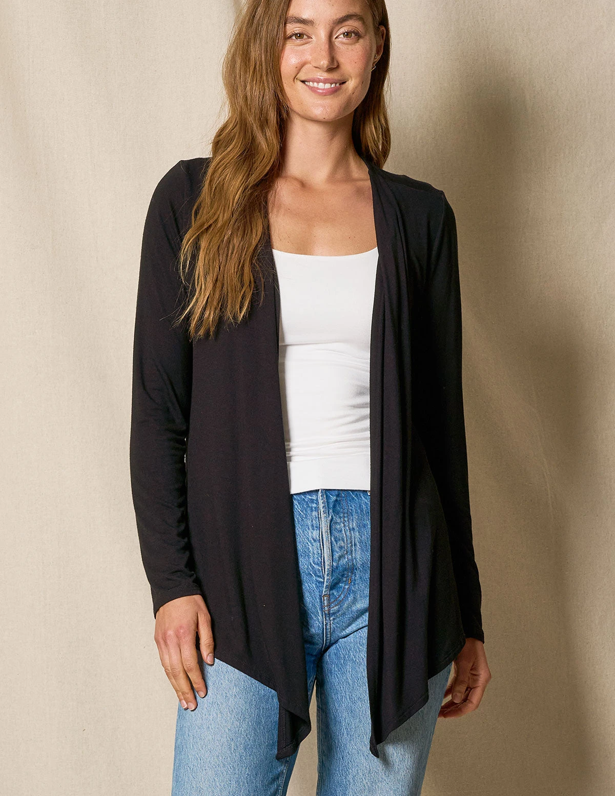 Bamboo Open Front Jacket - Black 3 Bamboo Open Front Jacket - Black