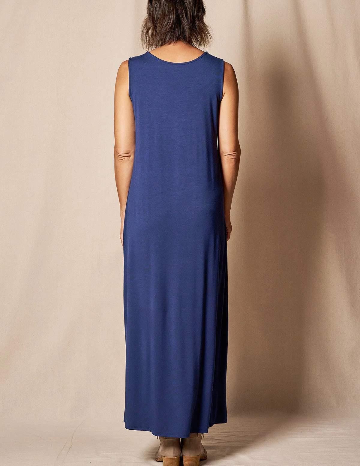 Bamboo A-Line Tank Dress - Navy 4 Bamboo A-Line Tank Dress - Navy - Image 3