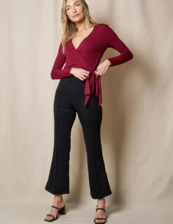 Bamboo Ponte Knit Flare Pants - Black -Tops & Tees Sale SO93 BLA