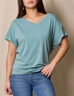 Bamboo / Organic Cotton V-Neck Dolman Top - Mineral- Small Only -Tops & Tees Sale TL29 ARC 5 ceba7187 e658 4e01 8548 3a4c9d0ddb0b