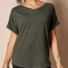 Bamboo / Organic Cotton V-Neck Dolman Top - Juniper -Tops & Tees Sale TL29 FON CCF