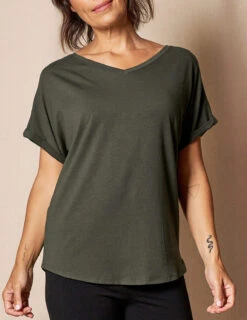 Bamboo / Organic Cotton V-Neck Dolman Top - Juniper