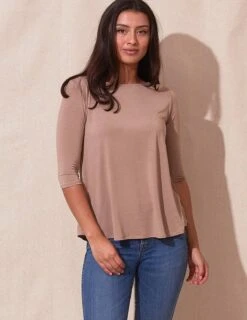 Bamboo 3/4 Sleeve Tee - Mocha - Small Only